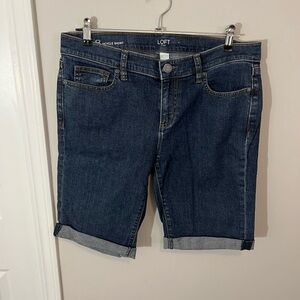 LOFT Bicycle Short Womens Blue Denim Casual Rolled Hem Stretch Jean Shorts